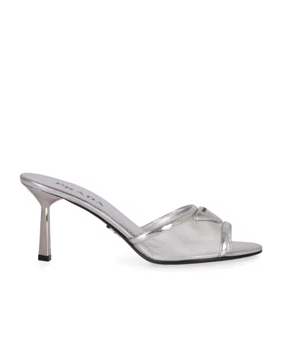 PRADA PRADA LOGO DETAILED HEELED SANDALS