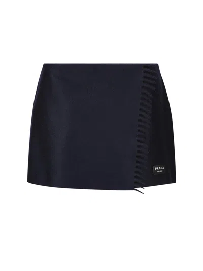 Prada Logo Detailed Mini Skirt In Blue