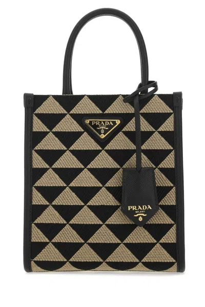 Prada Logo Detailed Monogram Tote Bag In Multi