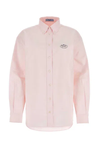 Prada Logo Detailed Oversized Shirt In Pink