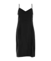 Prada Jersey Dress With Fur Trim And Slit In Black