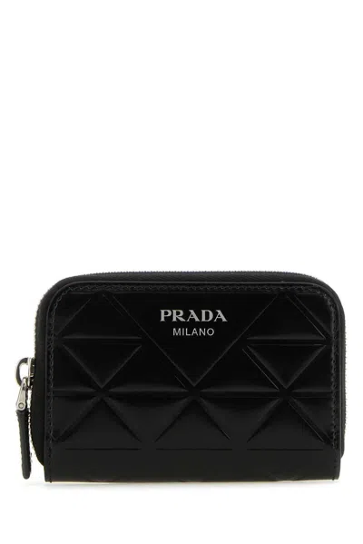 Prada Logo-detailed Zipped Wallet In Nero