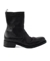 Prada Round Toe Leather Ankle Boots With Block Heel In Black