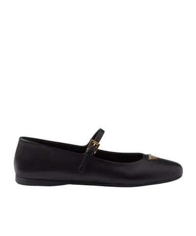 PRADA PRADA TRIANGLE-LOGO FLAT SHOES