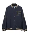 Prada Kid Mohair Bomber Jacket With Patches In Navy Blue