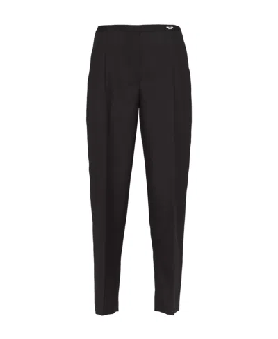 Prada Logo Details Casual Pants In Black