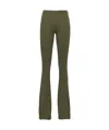 Prada Womens Green Ribbed Flared-leg Knitted Cotton Trousers In Camouflage Green