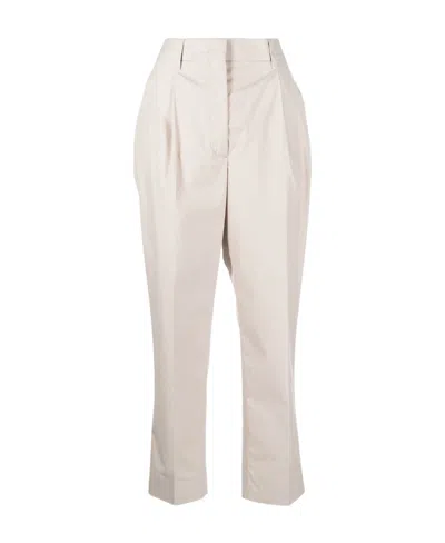 Prada Logo Details Casual Pants In Nude