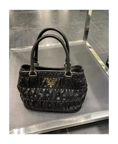 Prada Logo Details Handbag In Black