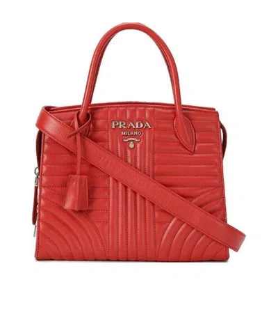 Prada Logo Details Handbag In Red