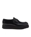 Prada Men Mocassini Platform In Pelle Spazzolata In Black