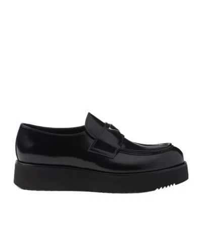 PRADA BRUSHED LEATHER LOAFERS