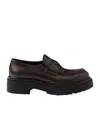 Prada Double Chocolate Platform Loafer In Brown