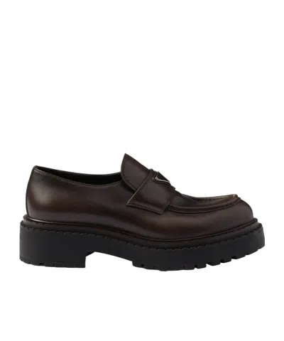 PRADA PRADA ALMOND TOE SIP-ON LOAFERS