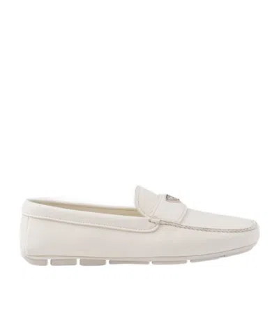 Prada Logo Details Loafers In Nude