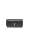 Prada Womens Black Brand-plaque Large Saffiano Leather Wallet In Black