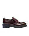Prada Chocolate Cognac Brushed Leather Moccasin Women In Brown