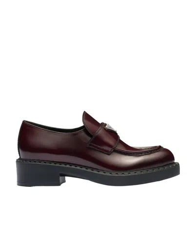Prada Logo Details Love Shoes In Brown