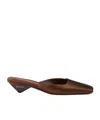 Prada Satin Square-toe Ballerina Mule Pumps In Brown