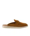 Prada Womens Brown Brand-plaque Suede Mules Eur 40.5 / 7.5 Uk In Cognac