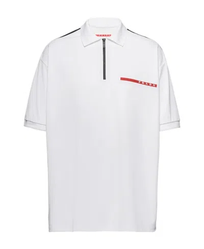 Prada Logo Details Polo Shirt In White