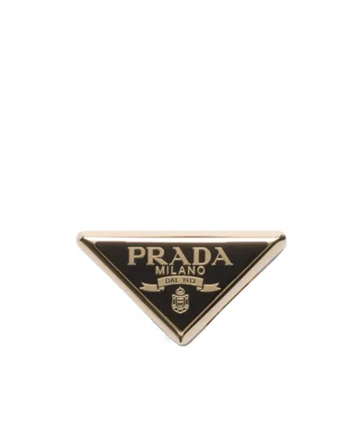 Prada Logo Details Scarf Clip Buckle In Black