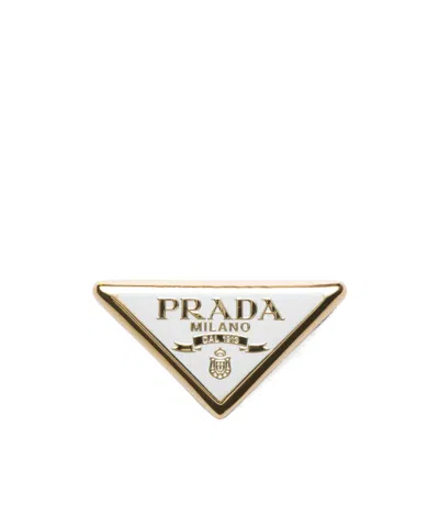 Prada Logo Details Scarf Clip In White