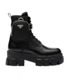 Prada Monolith Side Small Pocket Decorative Lacing Platform Martin Boots In Black