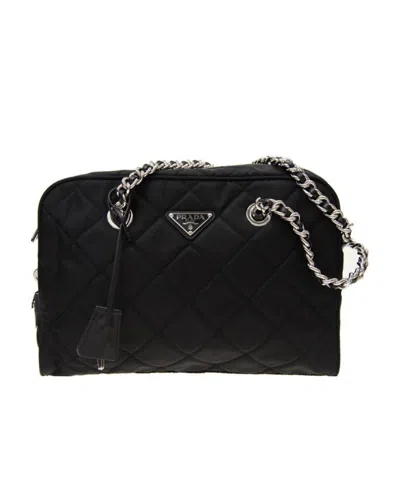 Prada Logo Details Shoulder Bag In Black