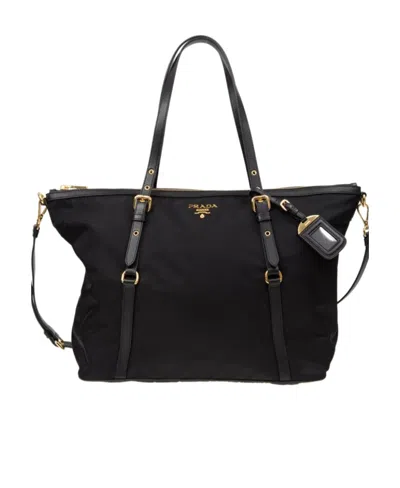 Prada Logo Details Shoulder Bag In Black