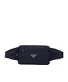 Prada Mens Blue Brand-plaque Re-nylon And Saffiano-leather Belt Bag In Navy Blue
