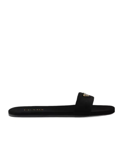 Prada Silk Satin Travel Pouch For Slippers In Black