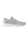Prada Men's America's Cup Patent Leather Patchwork Sneakers In Gray