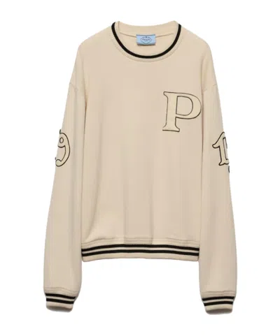PRADA COTTON FLEECE SWEATSHIRT WITH PATCHES