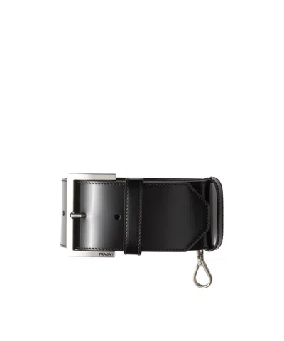 Prada Logo Details Wristband In Black