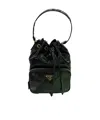 Prada Logo Drawstring Shoulder Bag In Black