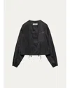 Prada Logo Drawstring-hem Jacket In Nero