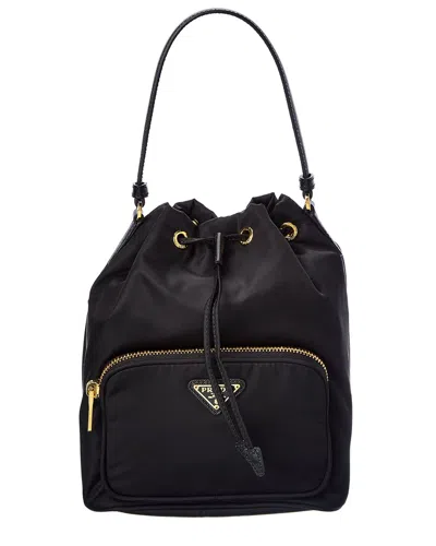 Prada Contemporary Re-nylon Bucket Bag Design In Black
