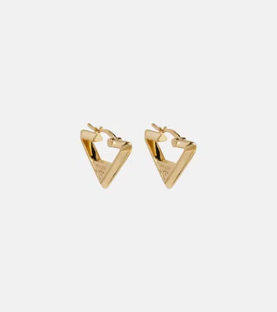 Prada Logo Earrings In Gold