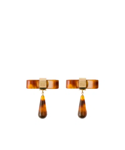 Prada Metal Earrings In Honey/tortoiseshell