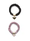 Prada Logo Elastic Hair Set In Black  