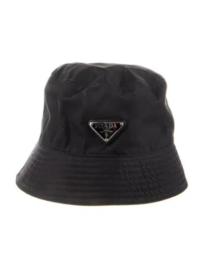 Pre-owned Prada Logo Embellished Bucket Hat In Black