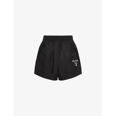 Prada Womens Black Logo-embellished Re-nylon Recycled-polyamide Shorts