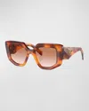 Prada Logo Emblem Acetate Cat-eye Sunglasses In Brown Grad