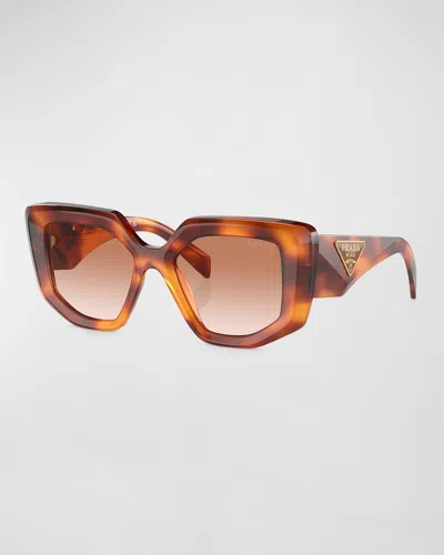 Prada Logo Emblem Acetate Cat-eye Sunglasses In Brown Grad