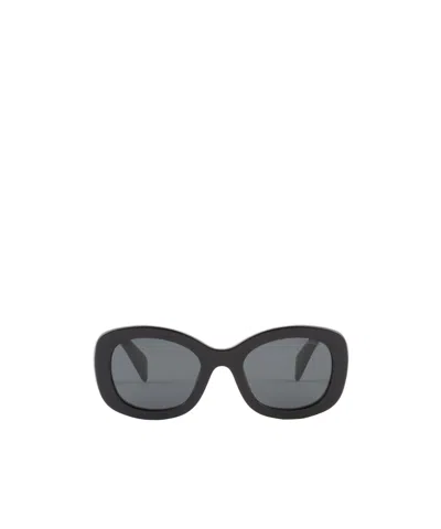 Prada Logo-embossed Oversize-frame Sunglasses In Black