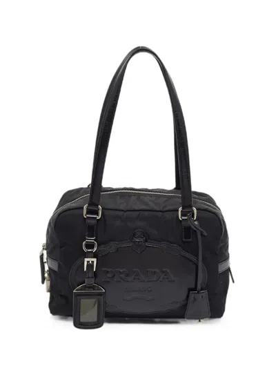 Pre-owned Prada Logo Embossed Tote Bag In Black