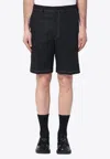 Prada Logo Embroidered Bermuda Shorts In Black