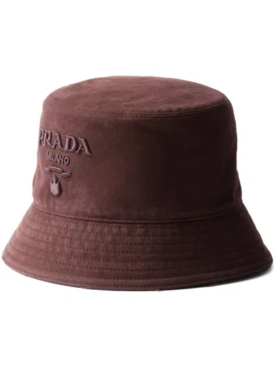 PRADA LOGO EMBROIDERED BUCKET HAT