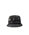 Prada Logo-embroidered Bucket Hat In Black